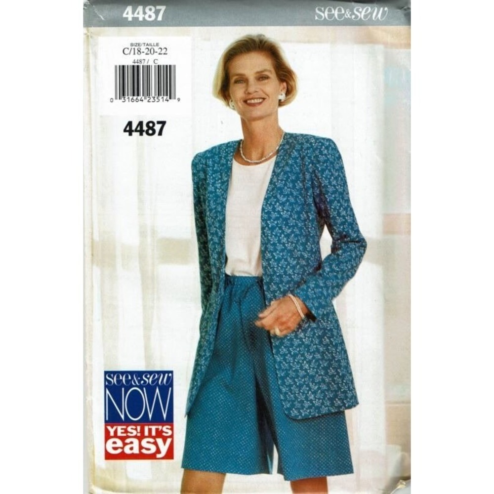 Butterick Sewing Pattern Misses Size 18-22 Jacket Shorts 4487 Uncut FF
